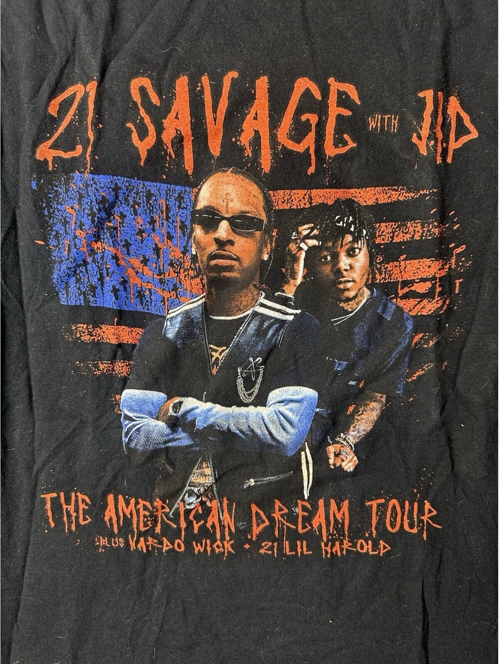 2024 21 Savage JID American Dream Tour Tee XL Double Sided Hip Hop Shirt